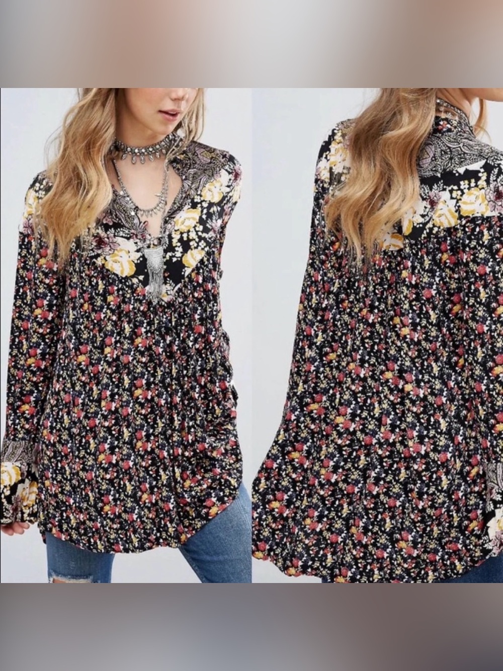 Free People Wildflower Fields Henley Tunic Top - Picture 4 of 9